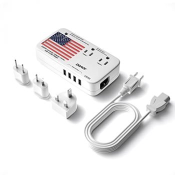 DOACE X11 2200W Voltage Converter, 220V to 110V Converter for Hair Dryer Straightener Curling Iron, 10A Travel Power Adapter with 4-Port USB and US UK AU EU Plugs for Cell Phone Camera Tablet Laptop