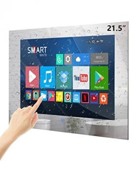 Haocrown 21.5-inch Touchscreen Bathroom TV Waterproof Smart Mirror TVs Full-HD 1080P LED Television with Android 9.0 System Built-in HDTV(ATSC) Tuner,Bluetooth,Wi-Fi,Screencast (2022 Model)