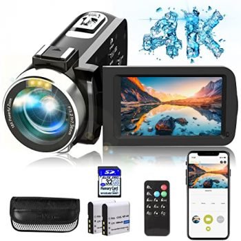 Hojocojo Video Camera, 4K Camcorder with IR Night Vision, WiFi Digital Camera, 18X Digital Zoom, Vlogging Camera for YouTube, Kids Video Camera, Built in Microphone, Remote, 3" Touch Screen