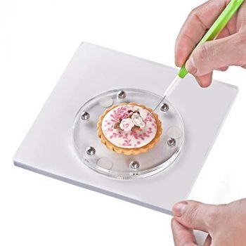 Kasmoire Cookie Decorating Turntable, Sugar Cake Cookie Decorating Supplies Kit-With Anti-Slip Silicone Mat,Turns Smoothly Easy Control and Convenient,5.7 x 5.7inch,Thicker,Acrylic,Square
