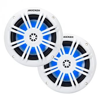 Kicker 49KM604WL KM 6.5" 4O Blue LED Marine Coaxial Speakers - Pair