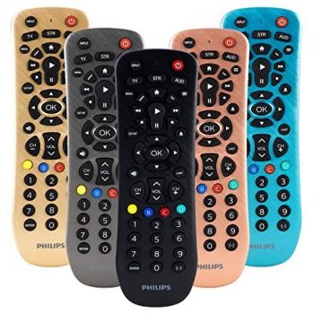 Philips Remote Control for Samsung, Vizio, LG, Sony, Sharp, Roku, Apple TV, RCA, Panasonic, Smart TVs, Streaming Players, Blu-ray, DVD, 3-Device, Black, SRP9232D/27