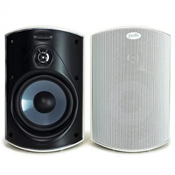 Polk Audio Atrium 4 Outdoor Speakers with Powerful Bass (Pair, White), All-Weather Durability, Broad Sound Coverage, Speed-Lock Mounting System