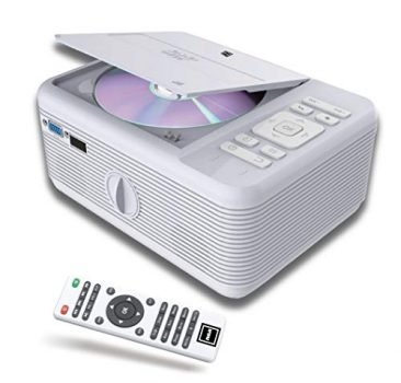 RCA Projector with Built-in Bluetooth & DVD Player - Movie Portable Projector, 1080P Supported for HD, Video & Screens - Silver