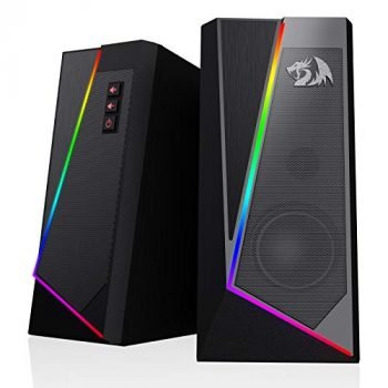 Redragon GS520 Anvil RGB Desktop Speakers, 2.0 Channel PC Computer Stereo Speaker with 6 Colorful LED Modes, Enhanced Sound and Easy-Access Volume Control, USB Powered w/ 3.5mm Cable