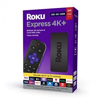 Roku Express 4K+ 2021 | Streaming Media Player HD/4K/HDR with Smooth Wireless Streaming and Roku Voice Remote with TV Controls, Includes Premium HDMI® Cable
