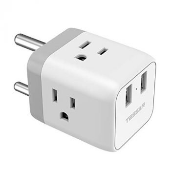 South Africa Power Adapter, TESSAN Type M Travel Adapter Plug with 3 US Outlets and 2 USB Ports, US to South Africa Plug Adapter Botswana Zimbabwe - Safe Grounded