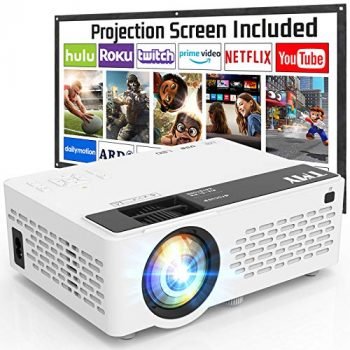 TMY Projector 7500 Lumens with Projector Screen, 1080P Full HD Supported Portable Projector, Mini Movie Projector Compatible with T-V Stick Smartphone HDMI USB AV, for Home Cinema & Outdoor Movies.