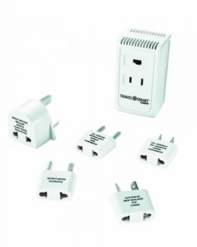 TRAVEL SMART by Conair Converter and Worldwide Adapter Set; US Europe UK Italy Spain China, white, 6 piece set (TS1875X)