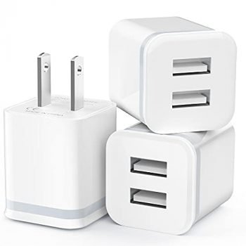 USB Wall Charger, LUOATIP 3-Pack 2.1A/5V Dual Port USB Cube Power Adapter Charger Plug Block Charging Box Brick for iPhone 13 12 11 Pro Max SE XS XR X 8 7 6 6S Plus, Samsung, LG, Moto, Android Phones