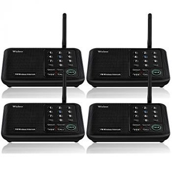 Wuloo Intercoms Wireless for Home 5280 Feet Range 10 Channel 3 Code, Wireless Intercom System for Home House Business Office, Room to Room Intercom, Home Communication System (4 Packs, Black)