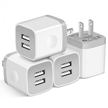 X-EDITION USB Wall Charger,4-Pack 2.1A Dual Port USB Cube Power Adapter Wall Charger Plug Charging Block Cube for Phone 8/7/6 Plus/X, Pad, Samsung Galaxy S5 S6 S7 Edge,LG, Android (White)