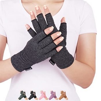 Arthritis Compression Gloves Relieve Pain from Rheumatoid, RSI,Carpal Tunnel, Hand Gloves Fingerless for Computer Typing and Dailywork, Support for Hands and Joints (M, Black)