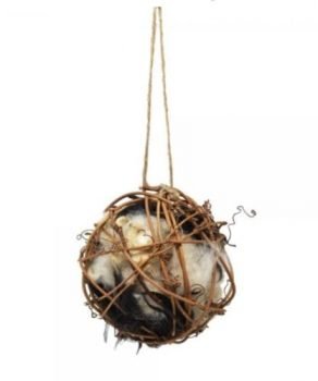 Backyard Essentials Round Vine Nesting Ball with All Natural Alpaca Wool Bird Nesting Material