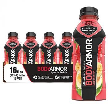 BODYARMOR Sports Drink Sports Beverage, Strawberry Banana, Natural Flavors With Vitamins, Potassium-Packed Electrolytes, No Preservatives, Perfect For Athletes, 16 Fl Oz (Pack of 12)