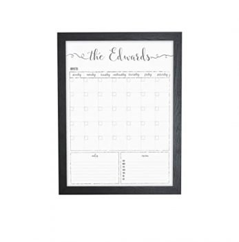 Customized Dry Erase Whiteboard Framed Calendar, Wet Erase or Dry Erase, 18x24 or 24x36 Wall Calendar, Monthly Calendar, Family Name Calendar