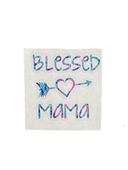 Dash of Flair - Blessed Mama Vinyl Decal Sticker - Blue and Pink Pattern, 3 inches - for Tumbler, Cup, Water Bottle, Laptop, Back Car Window, Gift for Mom, and More