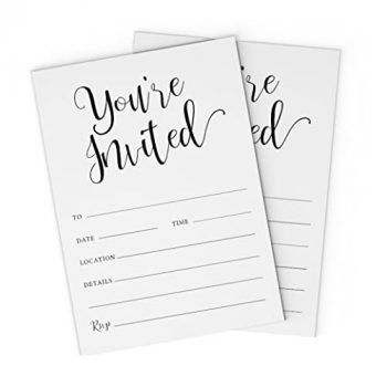 Expressionz Cafe Minimalist You're Invited 5x7 Invitations with Envelopes, Fill Out Cards for Wedding, Engagement, Bridal and Baby Shower, Birthday Party, Housewarming Celebration (Pack of 25)
