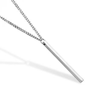 Handmade Bar Silver Stainless Steel Chain Necklace for Men, Minimalist Designer by 'Valeno Jewelry'