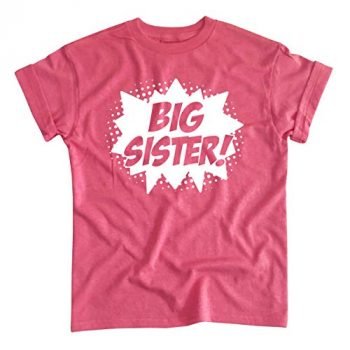 Happy Family Clothing Superhero Big Sister Pregnancy Announcement Big Sis T-Shirt (S (6/8), Pink Heather)