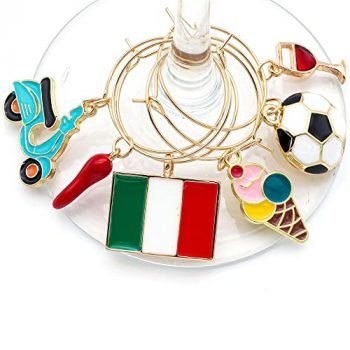 Italian Wine Glass Charms - Italy Themed Gifts - Gift for Italians - Italian Horn - Italy Flag - Gelato - Vino - Vespa - Soccer Ball