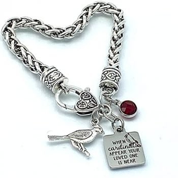 Jesse Janes Jewelry | Red Cardinal Handmade Bracelet For Women, Charm Bracelet, Cardinal Memorial Gifts For Loss Of A Loved One, Grief Gifts