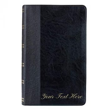 Personalized Bible Custom Text Your Name KJV Giant Print Thumb Index Two-Tone Black Bible King James Version Custom Made Gift for Baptism Christenings Birthdays