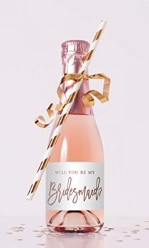 Will You Be My Bridesmaid Proposal Mini Champagne Bottle Labels - Set of 12 (Rose Gold - Not Foil)