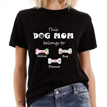 Women's Shirt This Dog Mom Belongs to Personalized Dogs' Names T-shirt/Long Sleeve Shirt/Sweatshirt/Hoodie Watercolor Painting Floral Bones