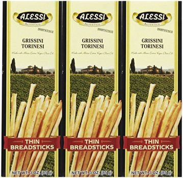 Alessi Autentico - Italian Crispy Breadsticks, Low Fat Made with Extra Virgin Olive Oil, 3-4.4oz (Thin, 3 Pack)