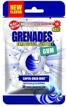 Grenades Gum - 30ct Bag - STRONG MINT GUM (Super-Uber Mint) - Ultimate Fresh Breath & Serious Sinus Busting Power