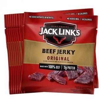 Jack Link's Beef Jerky, Original, Multipack Bags - Flavorful Meat Snack for Lunches, Ready to Eat - 7g of Protein, Made with Premium Beef, No Added MSG** - 0.625 oz (Pack of 20)