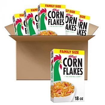 Kellogg's Corn Flakes, Breakfast Cereal, Original, 18 Ounce (Pack of 6)