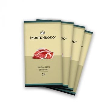 Monte Nevado Serrano Ham Sliced - 3 oz Each, Pack of 4 Units - 24 Months Avg Curing Time - Authentic Jamon Serrano - Great Gift or Special Occasion Snack