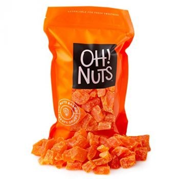 Oh! Nuts Dried Papaya Chunks | 2lb Bulk Bag of Diced Dry Pawpaw Tree Papaya Bites for Snacking & Baking | Light Sugar Coating, Low Sodium, Dairy Free, Low Cholesterol Low Fat & High Fiber Fruits