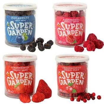 Super Garden Freeze Dried Fruit Variety Pack - Delicious & 100% Pure Freeze Dried Berries and Fruits – No Gluten, Preservatives or Added Sugar (4 pack) (Summer Berries)