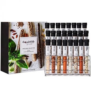 Thoughtfully Gourmet, Seasoning Spice Rack Gift Set, Includes 24 Flavorful Spices and Seasonings and Display Spice Rack, Flavors Include Garlic, Cayenne, Thyme, Cinnamon Powder and More!