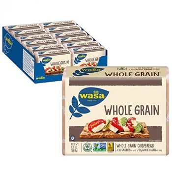WASA Whole Grain Swedish Crispbread, 9.2 Ounce , All-Natural Crackers, Non-GMO Ingredients, Fat Free, No Saturated Fat, 0g of Trans Fat, No Cholesterol, 100% Whole Grain, Kosher Certified (Pack of 12)