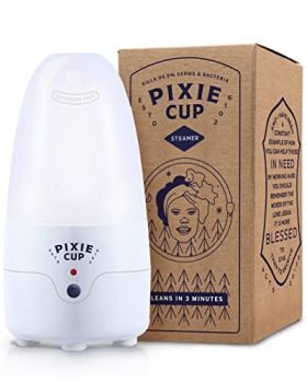 Pixie Menstrual Cup Steamer Sterilizer Cleaner - Wash Your Cup + Kill 99.9% of Germs with Cleanser Steam - 3 Minutes and Your Period Cup is Sterile! Automatic Timing Shut Off Switch (White)