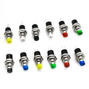 12pcs 1A 250V AC 2 Pins SPST Momentary Spring-Return Self-Return Mini Push Button Switch Normal Open 1NO Contact Power Switch Pushbutton Switches (Pack of 12)