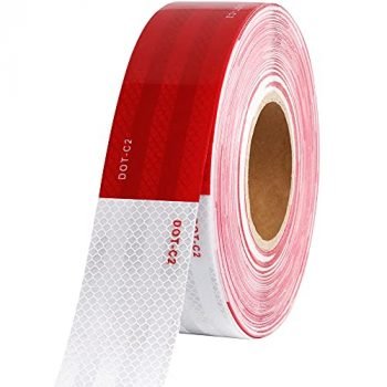 2 inch x 160Feet Reflective Safety Tape DOT-C2 Waterproof Red and White Adhesive conspicuity tape for trailer, outdoor, cars, trucks