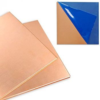 2 Pcs 99.9%+ Pure Copper Sheet, 6" x 6", 24 Gauge(0.51mm) Thickness, No Scratches, Film Attached Copper Plates