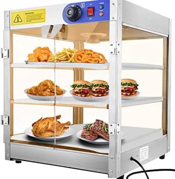 3-Tier Food Pastry Pizza Warmer Countertop Commercial Display Case See Through 750W Adjustable Removable Shelves Glass Door 20x20x24 (3-Tier)