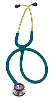 3M Littmann Stethoscope, Classic II Pediatric, Caribbean Blue Tube, Rainbow Chestpiece, 28 inch, 2153