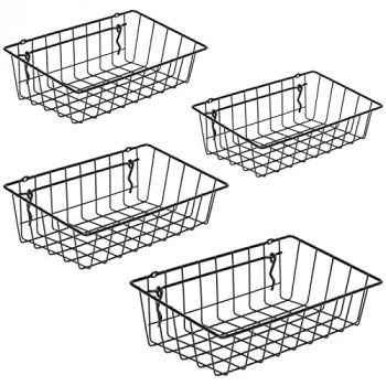 4 Pack Pegboard Baskets, 4 Different Sizes, Square Hanging Wall Mount Basket, Metal Wire Pegboard Wall Organizer Bins Set for Organizing Various Tools, Pegboard Accessories, Pegboard Hooks