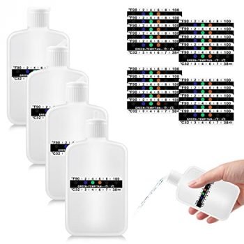 4 Pcs Quick Fix Synthetic Urine Kit Fake Urine Translucent White Bottles with Dispensing Cap and Temperature Strips for Urine TestingContainer for Fake Pee