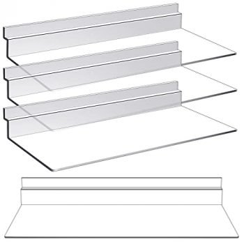 4 x 10 Inch Slatwall Shelves Hanging Slatwall Accessories Clear Slatwall Shelf Plastic Shelves for Wall, Home Shoe Stores Boutiques Supplies (4 Pack)