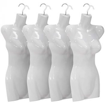 4PCS Female Male Mannequin Torso Dress Form Sewing Manikin 27 Inch 30 Inch Height Dress Model Mannequin Display Head Dress Mannequin Clothing Form Metal Hook (27inch, White)