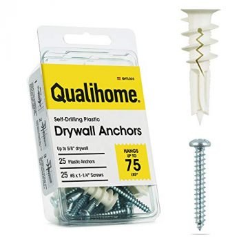 #8 Self Drilling Drywall Plastic Anchors with Screws - No Pre Drill Hole Preparation Required - 75 Lbs