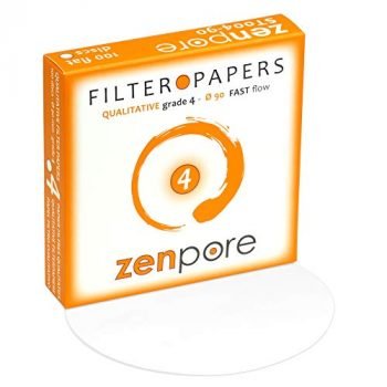 9 cm Lab Filter Paper, Standard Qualitative Grade 4 - ZENPORE Fast Flow 90 mm (100 Discs)